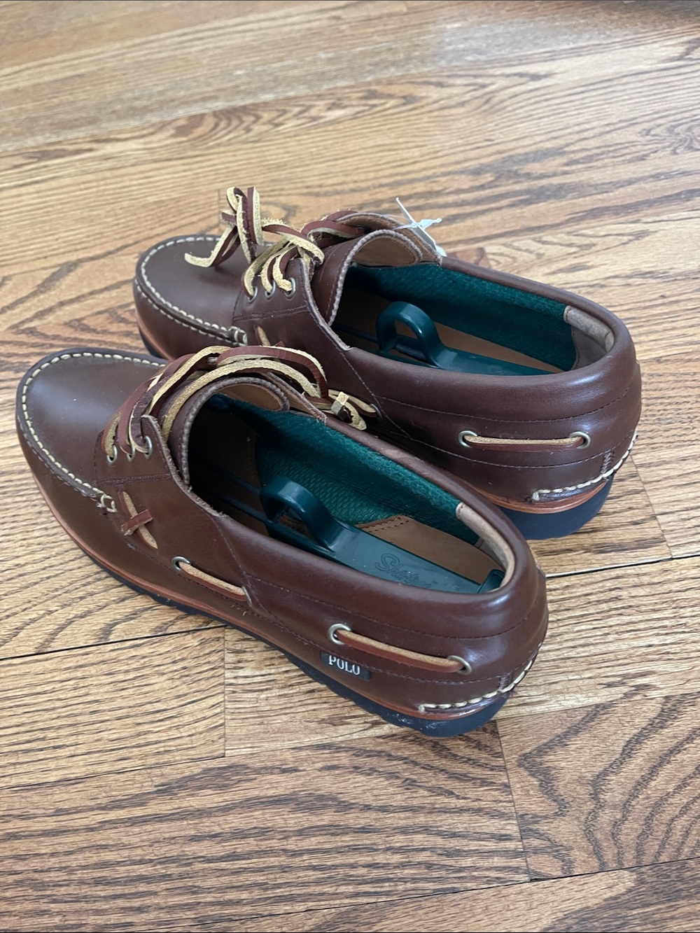 Polo Ralph Lauren Men’s Brown Leather Boat Shoes Size 9.5 NWT - Picture 4 of 6